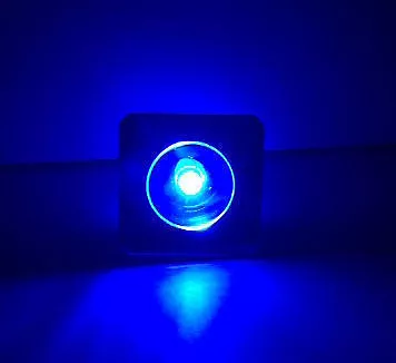 [PS2857] 00185-BU LED Mini Courtesy Light, Blue, Brass Chrome Plated, Square